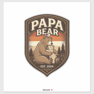 Adesivo Camisa do Urso de Gravura Vintage Papa Bear Design