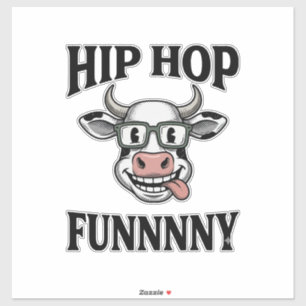 Adesivo Camisa engraçada de hip hop com desenho de vaca vi