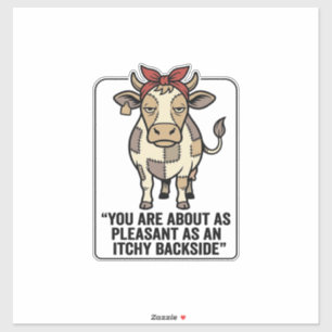 Adesivo Camisa engraçada e rabugenta de vaca xadrez vintag