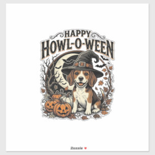 Adesivo Camisa Feliz Uivo-O-Verão do Beagle com Chapéu de