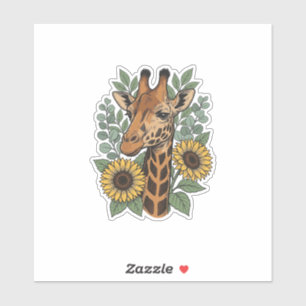 Adesivo Camisa Floral de Girassol com Girafa Gravada Vinta