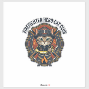 Adesivo Camisa Gráfica Gato Herói Bombeiro - Arte de Gato