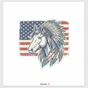Adesivo Camisa Patriótica de Cavalos em Vetor Vintage