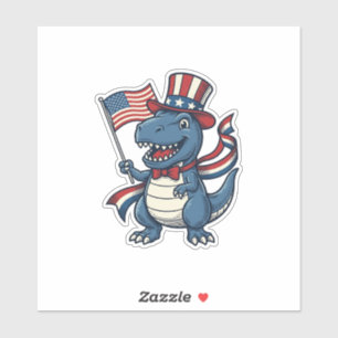 Adesivo Camisa Patriótica de Dinossauro Vintage Vector Des