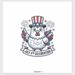 Adesivo Camisa Patriótica de Frango Celebração de 4 de Jul