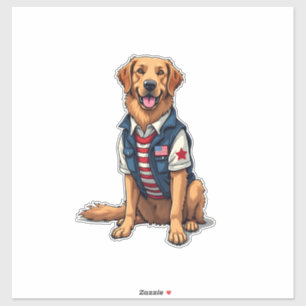 Adesivo Camisa Patriótica do Cão de Serviço Golden Retriev