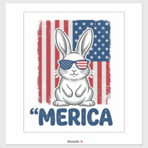 Adesivo Camisa Patriótica do Coelho Vintage Merica Design_