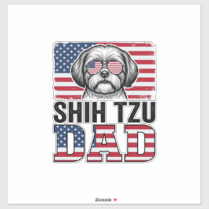 Adesivo Camisa Patriótica para Cão Pai Shih Tzu Vintage De