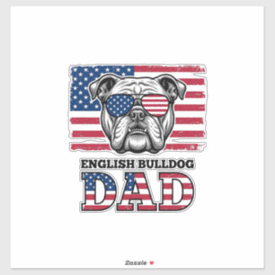 Adesivo Camisa Patriótica Vintage de Papai Bulldog Inglês