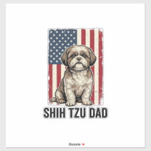 Adesivo Camisa Patriótica Vintage para Pai de Shih Tzu Des