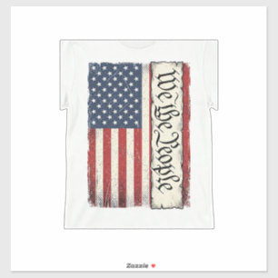 Adesivo Camisa Patriótica Vintage We the People Flag Desig