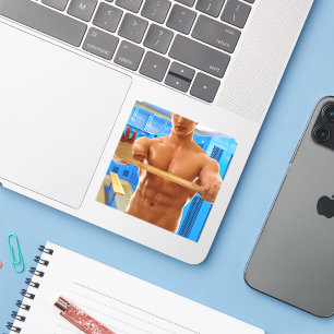 Adesivo Camisa SlipperyJoe do homem musculoso sem camisa a