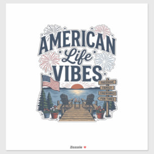 Adesivo Camisa Vector do Lago Patriótico Vibes da Vida Ame