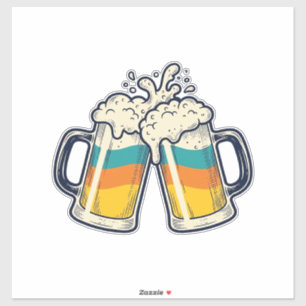 Adesivo Camisa Vetorial de Caneca de Cerveja Arco-Íris Vin