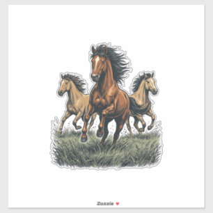Adesivo Camisa Vetorial Ocidental Cavalos Selvagens Vintag