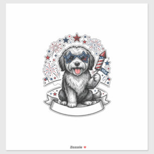 Adesivo Camisa Vetorial Vintage Fogos de Artifício Cão Pat