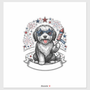 Adesivo Camisa Vetorial Vintage Fogos de Artifício Cão Pat