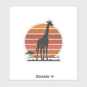 Adesivo Camisa Vetorial Vintage Giraffe Sunset Safari Desi