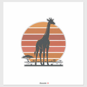 Adesivo Camisa Vetorial Vintage Giraffe Sunset Safari Desi