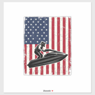 Adesivo Camisa Vetorial Vintage Jet Ski Bandeira Americana