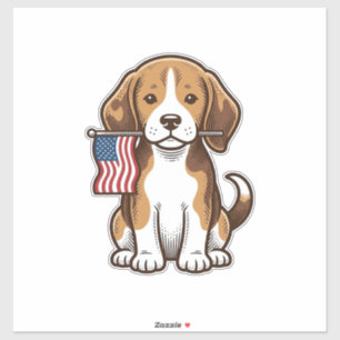 Adesivo Camisa Vintage de Cachorro Beagle com Bandeira Ame