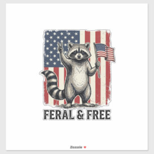 Adesivo Camisa Vintage de Guaxinim Patriótico Feral e Livr