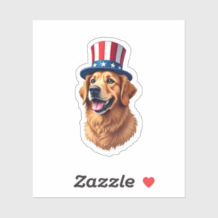 Adesivo Camisa Vintage do Golden Retriever do Dia 4 de Jul
