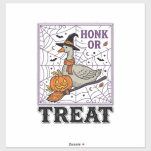 Adesivo Camisa Vintage Honk Or Treat Bruxa Ganso Halloween