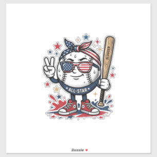 Adesivo Camisa Vintage Patriótica de Mascote de Beisebol D