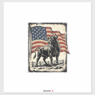 Adesivo Camisa Vintage Touro Bandeira Americana Design Oci