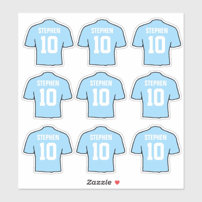 Adesivo Camisas de futebol azuis do céu claro (Folha)