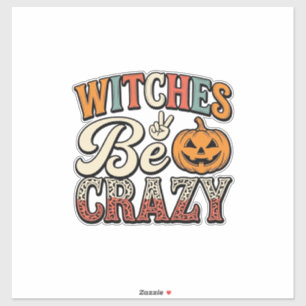 Adesivo Camisas de Halloween Vintage Witches Be Crazy Desi