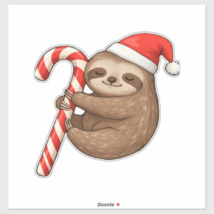 Adesivo Camiseta Clássica de Preguiça de Natal Abraçando B