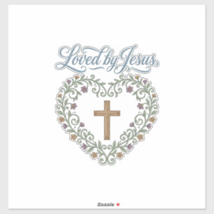 Adesivo Camiseta Cristã Cruz Floral Amada por Jesus Desi