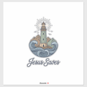 Adesivo Camiseta Cristã Farol Vintage Jesus Salva_1