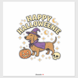 Adesivo Camiseta de Cachorro Bruxa Dachshund Feliz Dia das