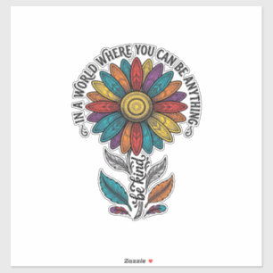 Adesivo Camiseta de Gravura Vintage Flor de Arco-Íris Seja