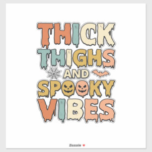 Adesivo Camiseta de Halloween Thick Thighs e Spooky Vibes_