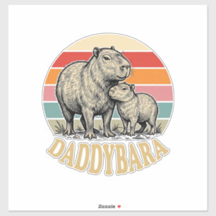 Adesivo Camiseta do pôr do sol vintage do Capybara Daddyba