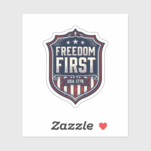 Adesivo Camiseta Escudo Patriótico Freedom First EUA 1776