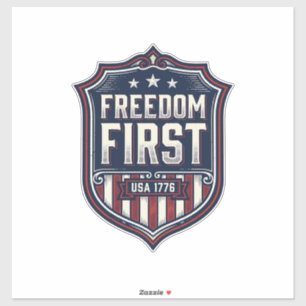 Adesivo Camiseta Escudo Patriótico Freedom First EUA 1776
