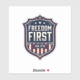 Adesivo Camiseta Escudo Patriótico Freedom First EUA 1776