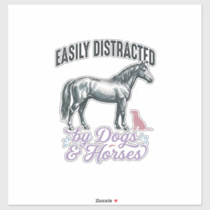 Adesivo Camiseta Facilmente Distraído por Cães e Cavalos_