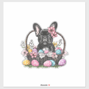 Adesivo Camiseta Frenchie Dog Páscoa Frenchie Dog Ovos Art