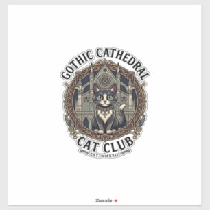 Adesivo Camiseta Gráfica de Arte Gótica Catedral Gato - Gó