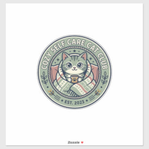 Adesivo Camiseta Gráfica de Gato de Auto Cuidado Aconchega