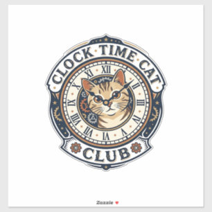 Adesivo Camiseta Gráfica de Gato Hora do Relógio Arte - Ho