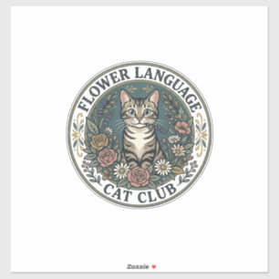 Adesivo Camiseta Gráfica de Gato Linguagem Floral - Flor L