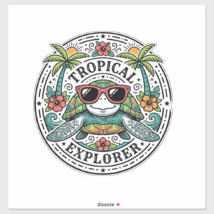 Adesivo Camiseta Gráfica de Óculos de Sol Tartaruga Marinh