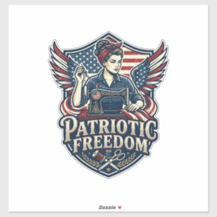 Adesivo Camiseta Gráfica Vetorial Mãe Patriótica de Costur